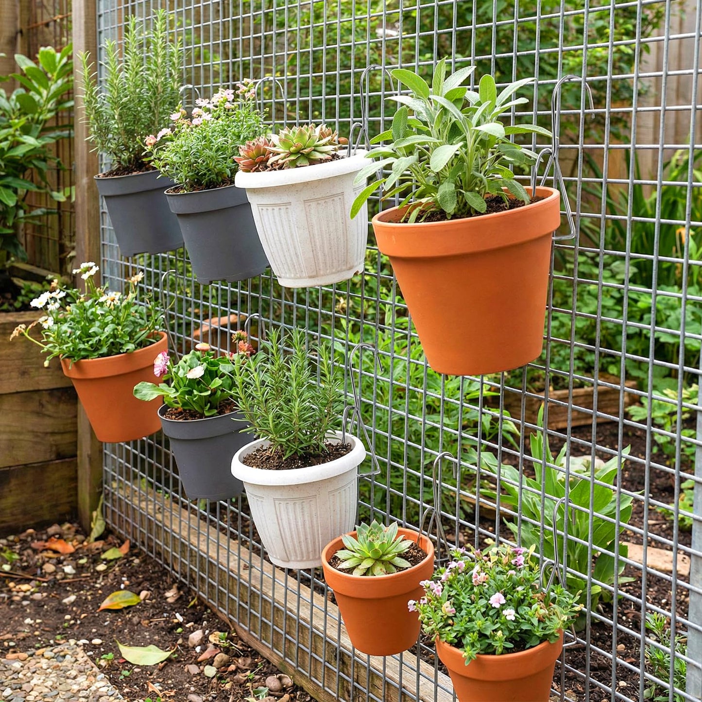 Suwimut 30 Pack Terracotta Pot Hangers, Stainless Steel Flower Pot Clips for Clay Pots, Wall and Fence Mounted Vertical Hanging Metal Plant Pots Hook for Indoor Outdoor Patio Balcony Garden Plants
