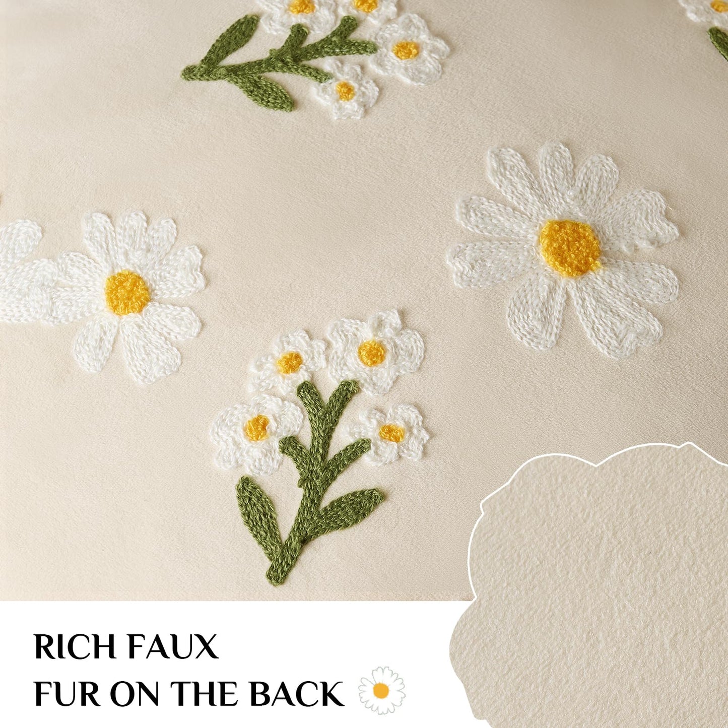 Softalker Spring Summer Outdoor Floral Throw Pillow Covers 18 x 18 Inch Set of 1, Farmhouse Embroidered Decorative Flowers Cushion Covers, Soft Velvet Pillow Cases for Couch Sofa Home Decor, Beige