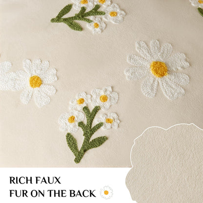 Softalker Spring Summer Outdoor Floral Throw Pillow Covers 18 x 18 Inch Set of 1, Farmhouse Embroidered Decorative Flowers Cushion Covers, Soft Velvet Pillow Cases for Couch Sofa Home Decor, Beige