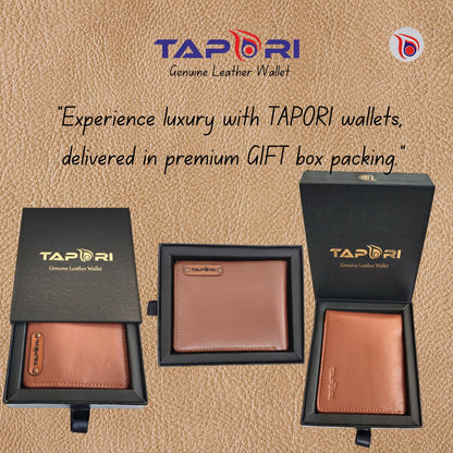 TAPORI Leather Wallets for Men | Men's Leather Bifold Wallet, Multiple Card Slots, ID Window, Zipper Coin Pocket, Available in | (Brown)