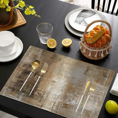 Kerton Stork Brown and Gray Placemats Set of 4, Modern Abstract Place Mats