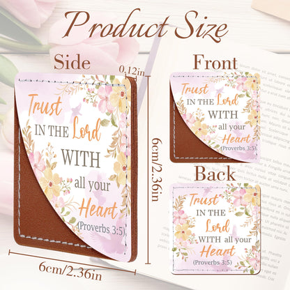 Celavoy Christian Leather Bookmark Gifts - 6 Pcs Bible Verse Cross Corner Bookmarks for Women Book Lover Religious Flower Page Markers Reading Accessories Bookish Gift for Birthday Christmas Church