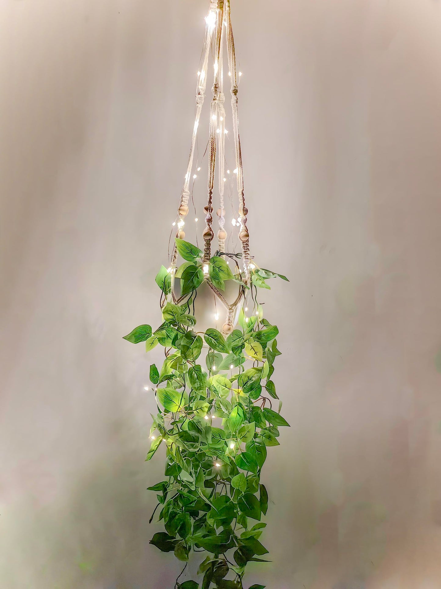 Comtelek Fake Hanging Plants with Lights Artificial Plants for Home Decor Macrame Plant Hanger with Fake Vines Faux Hanging Planter for Wall Ceiling Bedroom Bathroom Kitchen Office Boho Decor Indoor