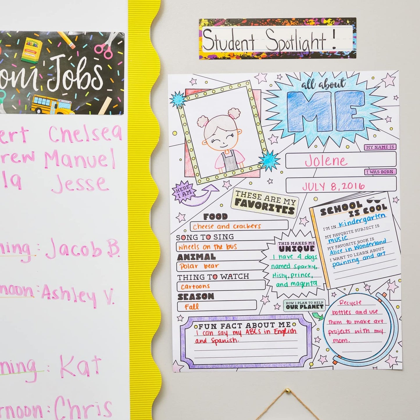 Infinite Curiosity All About Me Posters Elementary Classroom 30-Pack - 17 x 22 In Multicolor - Teacher Supplies & Student Introductions - Star of the Week Display - Classroom Decor Essentials