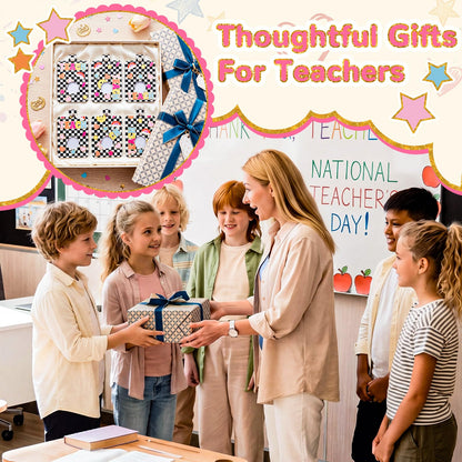 Gueevin 6 Pack Teacher Alarm ID Badge Holder, 4.2x2.8 Inch Smile Face Alarm Badge Holder for Educators, School Staff, Teacher Appreciation Gifts for School