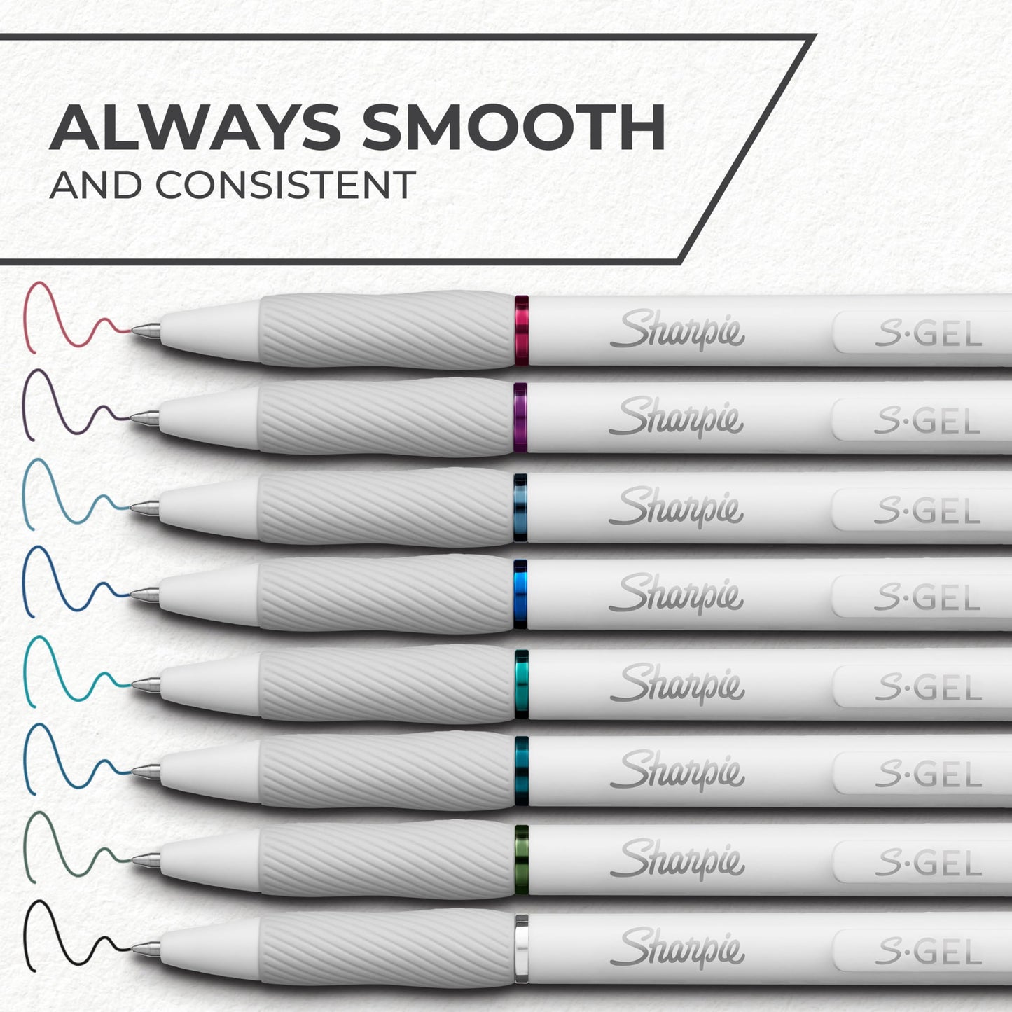 Sharpie S-Gel Pens, Pearl White Body, Fashion Barrel, Medium Point (0.7mm), Colorful Ink, 12 Count, USA 250th Anniversary Edition
