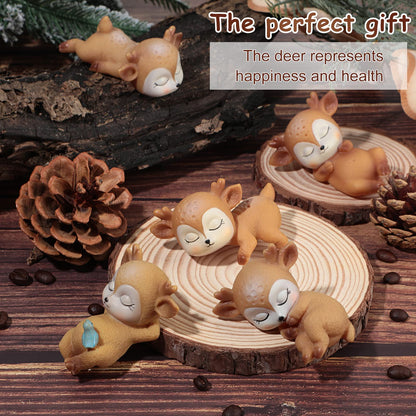12 Pieces Deer Figurines Cake Toppers for Baby Shower Woodland Animal Deer Topper Cute Doe Fawn Cake Ornaments Decorations for Birthday Wedding Anniversary Party