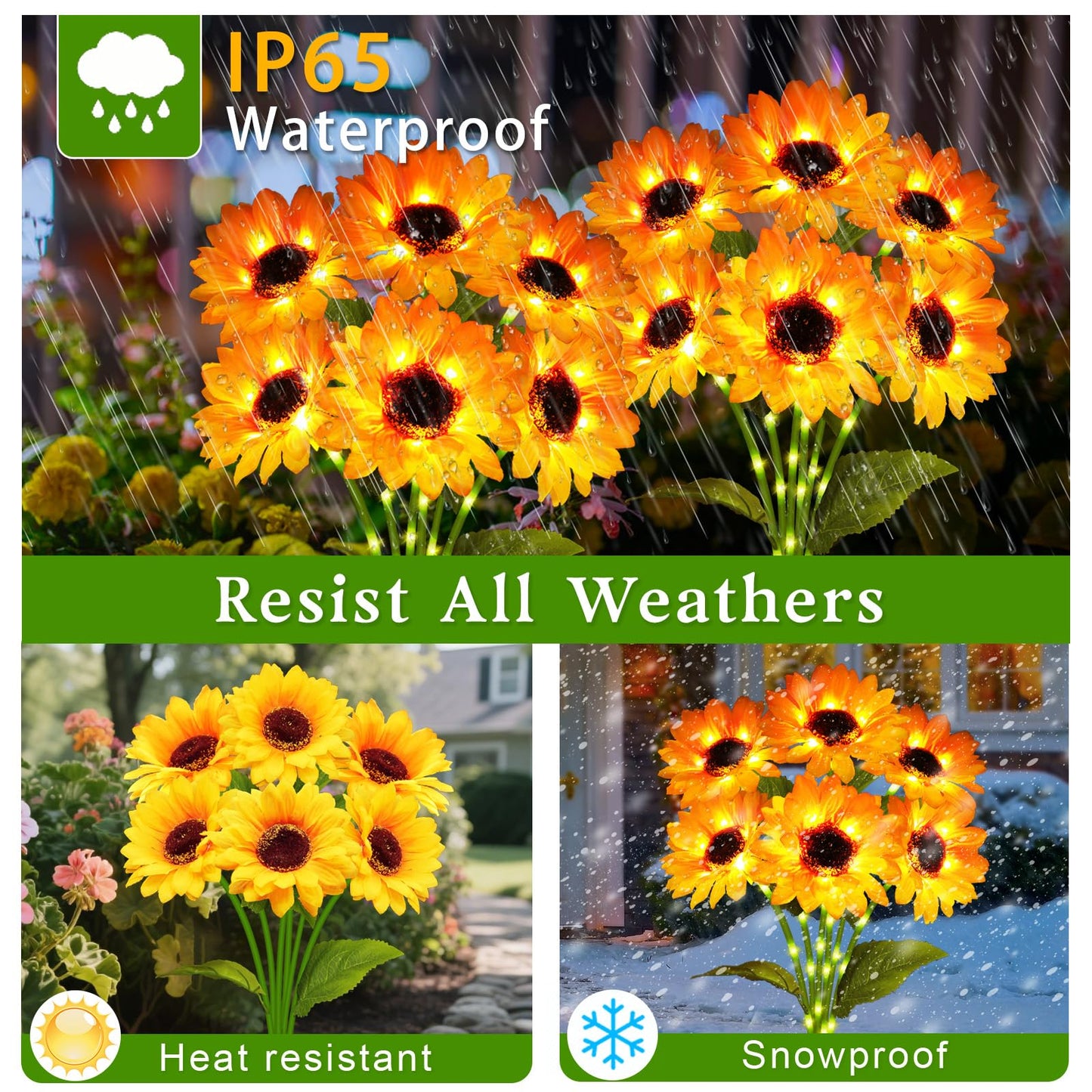Solar Garden Lights Outdoor, 4 Pack Sunflower Lights with 24 Sunflower, Waterproof 60 Led Garden Fall Decor, Gifts for Mom Grandma, Decorative Solar Flowers for Pathway Patio Yard Flowerbed Decoration