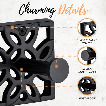 Autumn Alley Black Bathroom Towel Hook Robe Hook Wall Mounted - Decorative Wall Hooks for Towel, Robe, Coat, and Door Hooks for Bathroom Rustproof Modern Unique Style, 2 Pack
