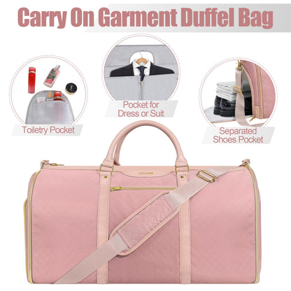 Garment Bag for Travel, Convertible Carry-On Duffel with Shoe Compartment, Waterproof & Wrinkle-Free Suit Carrier for Business Trips & Weekend Getaways, Foldable & Lightweight
