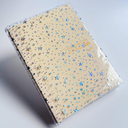 A5 Jelly Planner Cover, Fits A5 Hobonichi Cousin, Midori and Stalogy Notebooks, Glitter Star Design