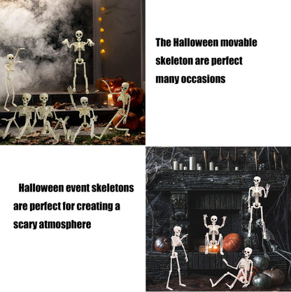 LIYUANBAIHUO 5 PCS Halloween Skeletons,16" Halloween Full Body Hanging Skeleton with Movable Posable Joints,Posable Skeletons for Graveyard Decorations, Spooky Scene Party Favors