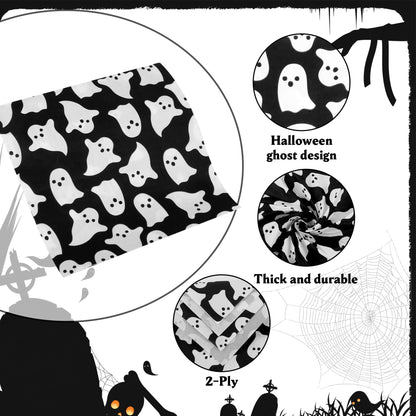 100Pcs Halloween Ghost Paper Napkins Black White Spooky Boo Disposable Luncheon Napkin Ghosts Party Hand Towel for Birthday Baby Shower Party Supplies Table Decoration