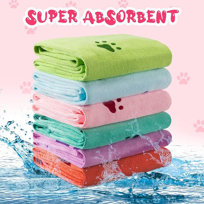 Tatuo 22 Pcs Dog Towels for Drying 20 x 40 Inch Pet Bath Towels Absorbent Microfiber Towel Quick Drying Puppy Bathing Supplies for Small Medium Large Dog Puppy Cat(Colorful,Bone Pattern)
