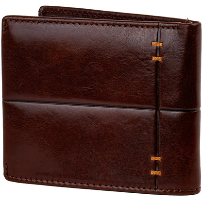 Time Resistance Leather Wallet – Italian Handmade Minimalist Design Wallet - Billfold Credit Card and Cash Holder (Brown)