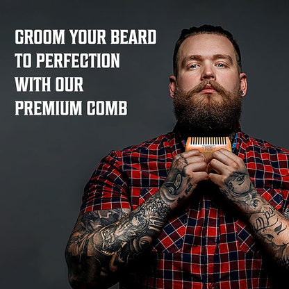 Viking Revolution Wooden Beard Comb & Case, Dual Action Fine & Coarse Teeth, Perfect for use with Balms and Oils, Top Pocket Comb for Beards & Mustaches (2 Pack)