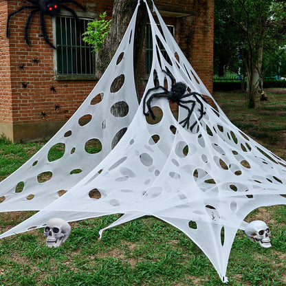 ComfyKit 820 Sqft Halloween Giant Spider Web Decorations Outdoor,Stretchy Beef Netting,Cut-Your-Own Beef Cloth Spider Web for Halloween Indoor Outdoor Decor