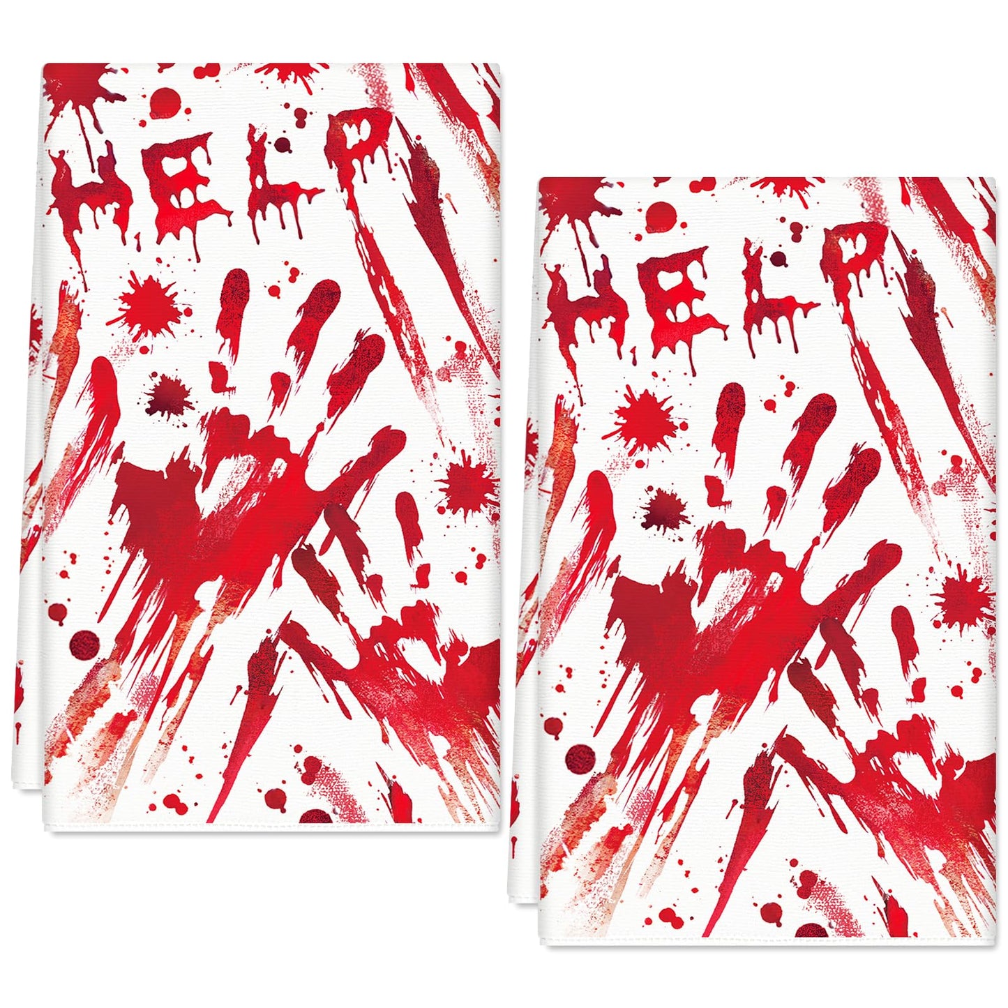 JarThenaAMCS Halloween Kitchen Dish Towel Bloody Handprint Dishcloth 18 x 28 Inch Hand Drying Tea Towel for Cooking Baking Cleaning, 2Pcs