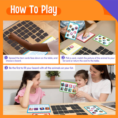 SpriteGru Magnetic Animal Matching Game, Funny Animals Learning Game, Race to Collect Your Lists Educational Toy for Boys & Girls at Home
