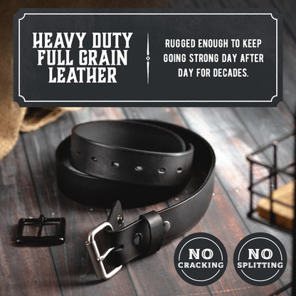 Main Street Forge No Buckle Belt | Made in USA Mens Cowboy Belt | 1 1/2" Leather Belt Strap | Bootlegger Brown 36