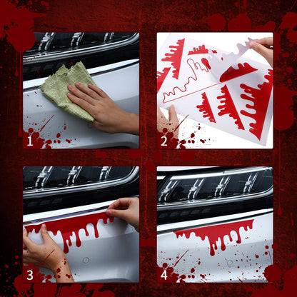 Frienda 11 Sheets Halloween Blood Car Decal Halloween Car Accessories Self-Adhesive Bloody Stickers Decor for Headlights Windows Headlamps Taillights(Palm Style,11 Sheet)