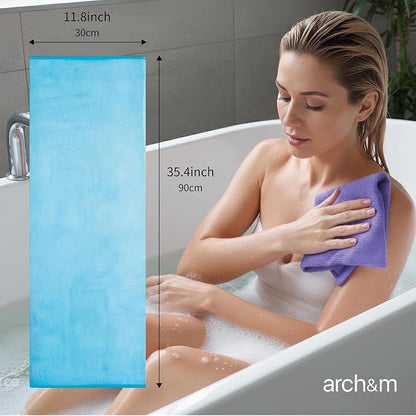 ARCH&M Back Scrubber & Exfoliating Washcloth, 3 Pack | 35-Inch Japanese Towel, Premium Nylon Mesh, For Back Acne & Rough Skin, Full Body Cleansing
