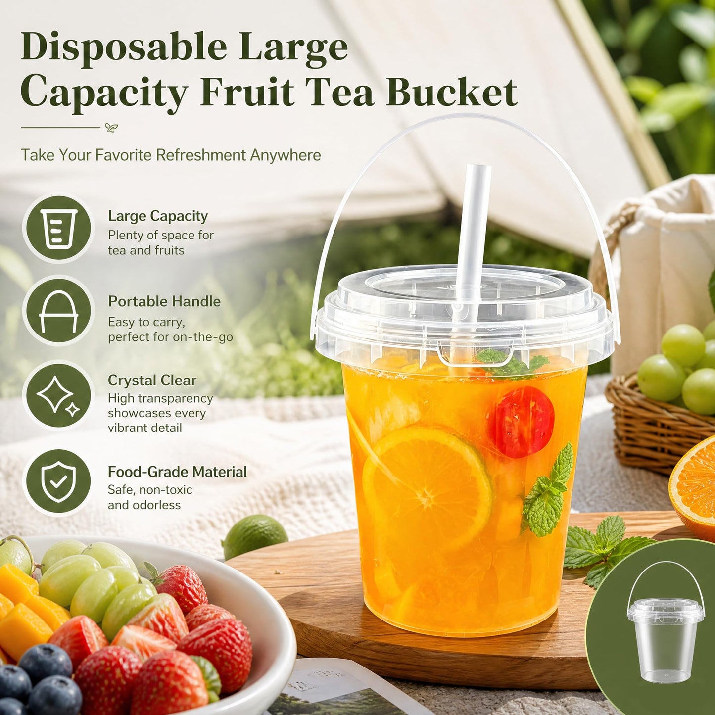 30Set 34oz Drink Buckets with Lids and Straws, Plastic Cups with Lids Straw