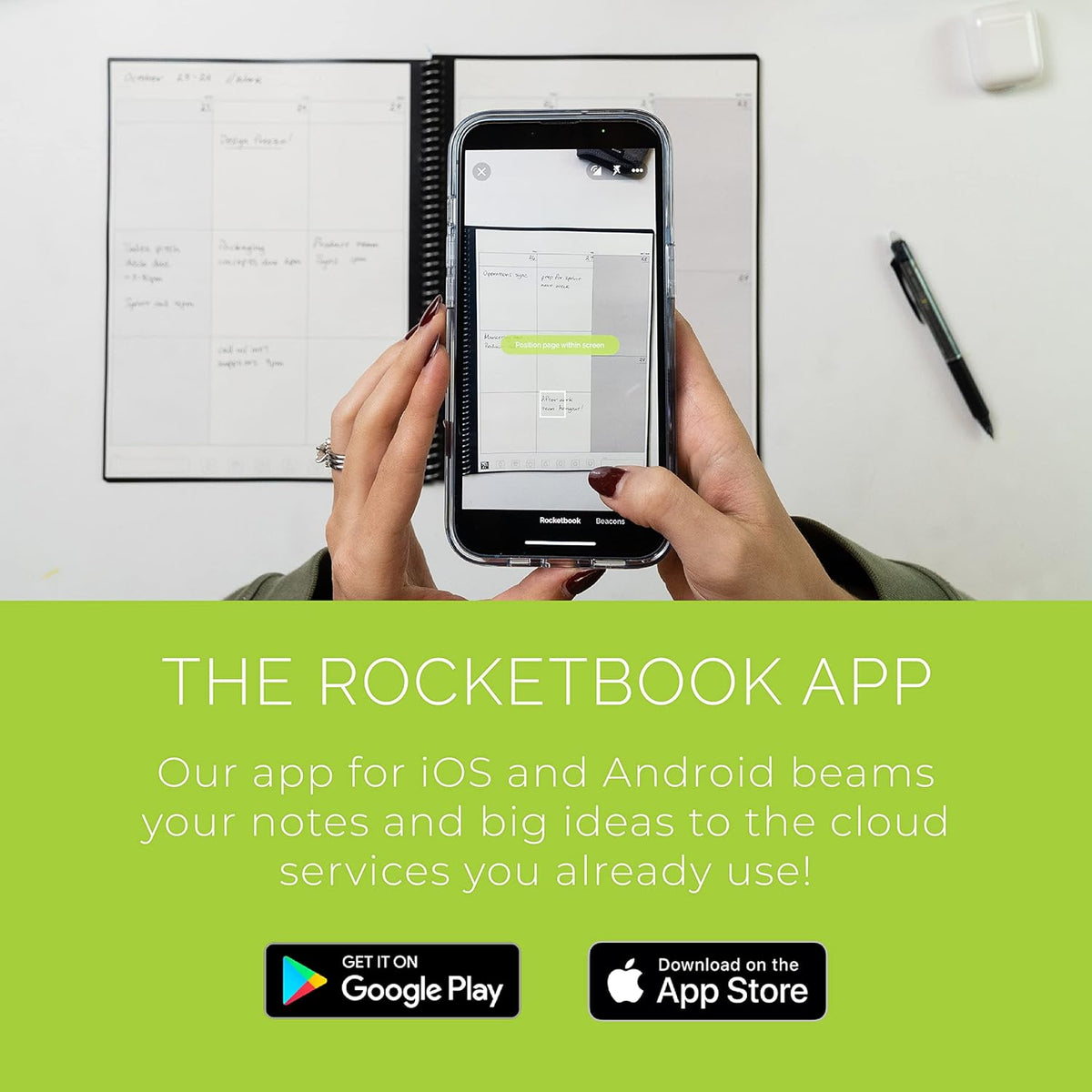 Rocketbook Smart Reusable Notebook, Fusion Plus Executive Size Spiral Notebook & Planner, Infinity Black, (6" x 8.8")