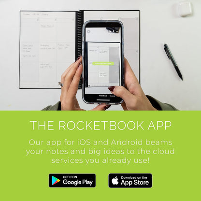 Rocketbook Smart Reusable Notebook, Fusion Plus Executive Size Spiral Notebook & Planner, Infinity Black, (6" x 8.8")