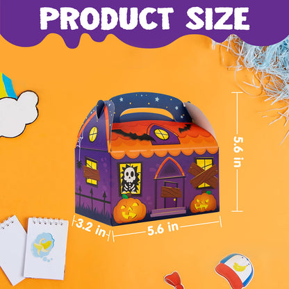 JOYIN 24 PCS Halloween Treat Boxes Cookie Boxes, House Cardboard for Treat Candy Bags Cookies Goodie Bags (5.6"x5.6"x3.2") Trick or Treat for Kids Children Halloween Party Favor Supplies