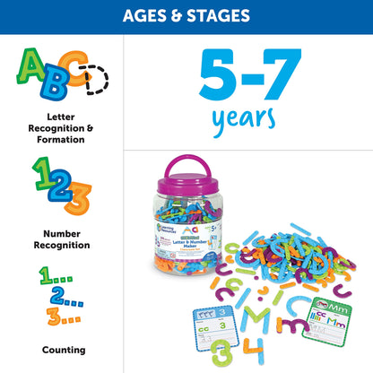 Learning Resources Skill Builders! Letter & Number Maker Classroom Set, 200 Pieces, Age 5+, counting, alphabet, number skills, teacher supplies, school supplies, letters and numbers