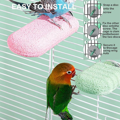 5 Pcs Bird Beak Grinding Calcium Stone, Parrot Cage Perch Stand Platform, Parrot Teething Stone Toy & Foot Claws Trimmer, Bird Chewing Toy for Macaws Parakeets Finches Cockatiel Hamster Rabbit Poultry