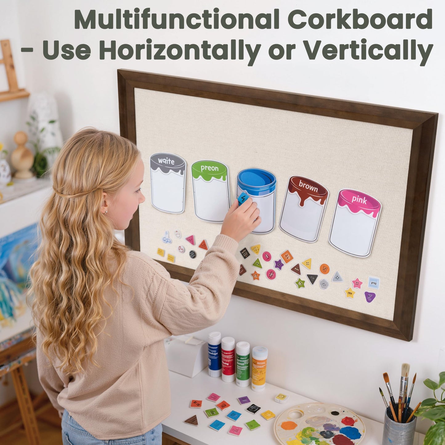 Acovy Cork Board Bulletin Board (Walnut, 18" x 24")