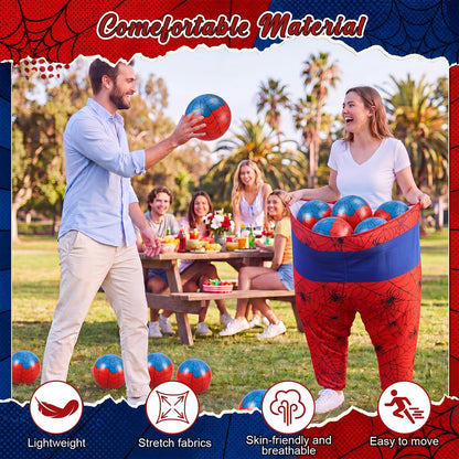 JolliLudo 9 Pcs Spider Web Granny Pants Yard Game for Adults Giant Granny Pants with Beach Balls Pumps Summer Beach Games Gifts Birthday Decor Party Favor