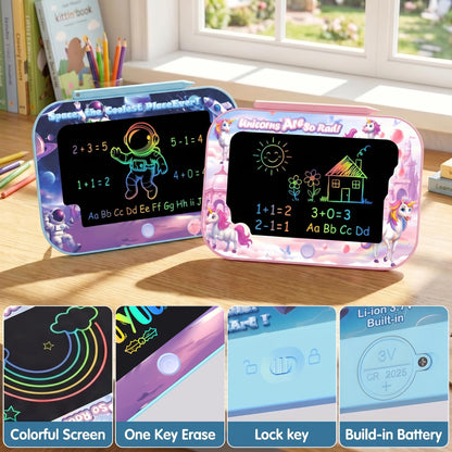 10 Inch LCD Writing Tablet for Kids,2 Pack Kids Drawing Board, Doodle Pad with Color Screen, Reusable Electronic Writing Tablet for Ages 3-8, Educational Travel Toys for Boys & Girls Birthday Gifts