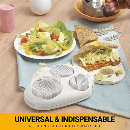 Egg Slicer 3-in-1 for Hard Boiled Eggs, Stainless Steel Wire Egg Cutter with 3 Slicing Styles, Heavy Duty Kitchen Tool for Eggs, Strawberry, Mushroom and Soft Fruits