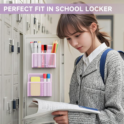 Magnetic Dry Erase Marker Holder, Mesh Pen Holder for Whiteboard，Magnet Pencil Organizer Storage for Refrigerator Locker Accessories Organizer for Home, School and Office(Purple)