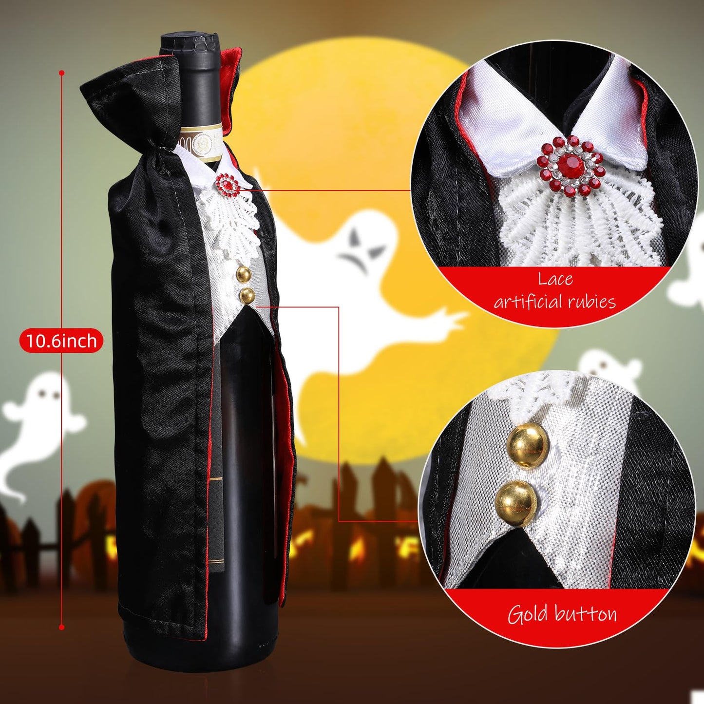 SIRIPHUM Halloween Wine Bottle Cover Decoration - Dracula & Vampire Wine Holder Gifts