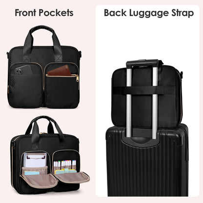 Prokva 3 Ring Zipper Binder, 2 Inch Ring Binder Organizer Bag with Shoulder Strap Fits 13 Inch Laptop and 500 Sheets, Black (Empty Bag Only)