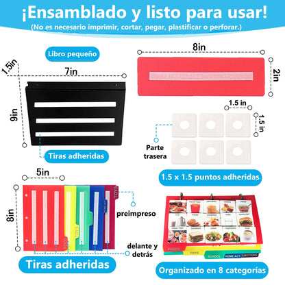 Visual Communication Book,162 ASD Photo Picture Cards: Autism Language Vocabulary, Speech Articulation Therapy, ADHD & Aprexia Learning (Spanish Laminate Real Photo Book, Small)
