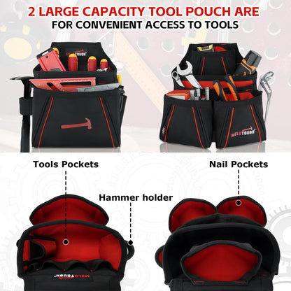 MELOTOUGH Tool Belt with Suspenders Electrician Tool Bag Suspenders Framers Combo Apron Tool Belt Construction Tool Pouch Suspenders Heavy Duty Carpenter Suspension Rig(RED)