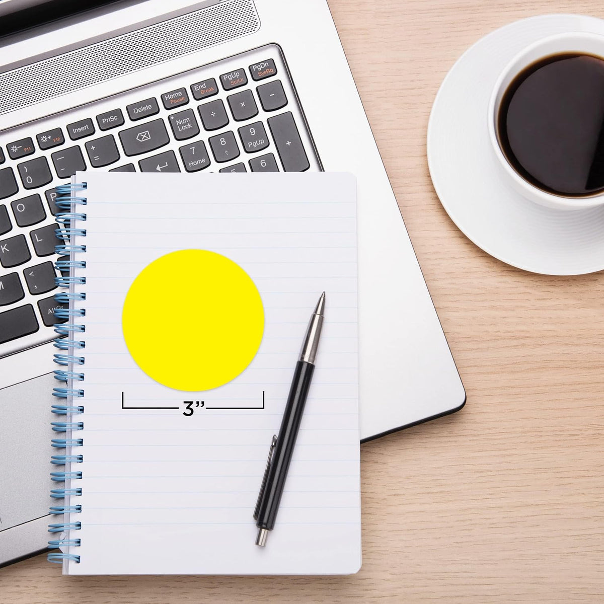 ChromaLabel 3 Inch Yellow Circle Sticker Labels, 500 Sticky Dots, Easy to Write On, Permanent Adhesive