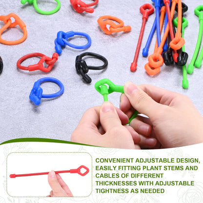 M METERXITY 12-Pack Adjustable Plant Ties, 12inch/30.48cm Silicone Flexible Multi-Function Sturdy Garden Twist Tie for Plant Support/Tree/Shrub/Vine, Reusable Support Twine [Red]