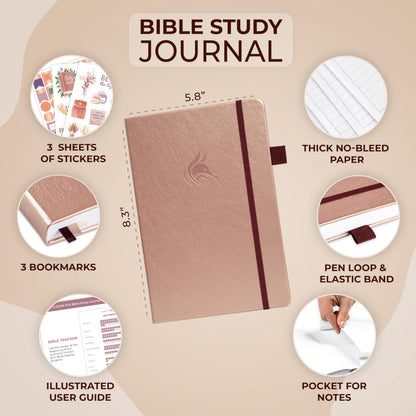 Clever Fox Bible Study Journal – Church Notes Notebook – Note Taking & Journaling Kit – Faith Based Religious Gifts & Accessories (Rose Gold)