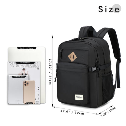 abshoo 32L Backpack for School College Bookbag Middle High School Backpacks Casual Daypack Travel Backpack (Black)