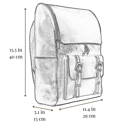 Time Resistance Leather Backpack - Laptop Travel Bag Rucksack up to 15” - Bag for Men and Women (Brown)