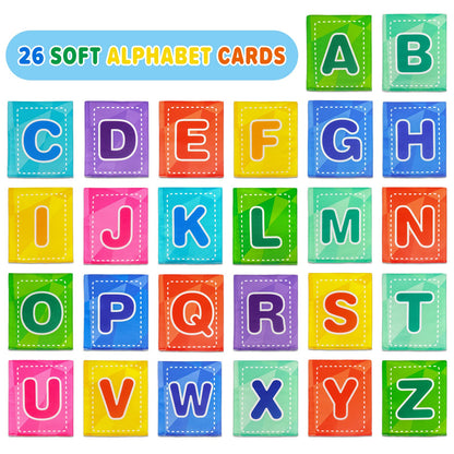 Dr.Rapeti Soft Alphabet Cards, 26pcs ABC Alphabet, 26 Letters Flash Cards with Storage Bag Washable Non-Toxic, Early Learning Toy, Baby Bath Toy for Baby Infant Toddler Kids