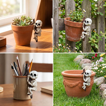 KKpxafl 2-Piece Skeleton Pot Huggers for Planters, Climbing Plant Decor