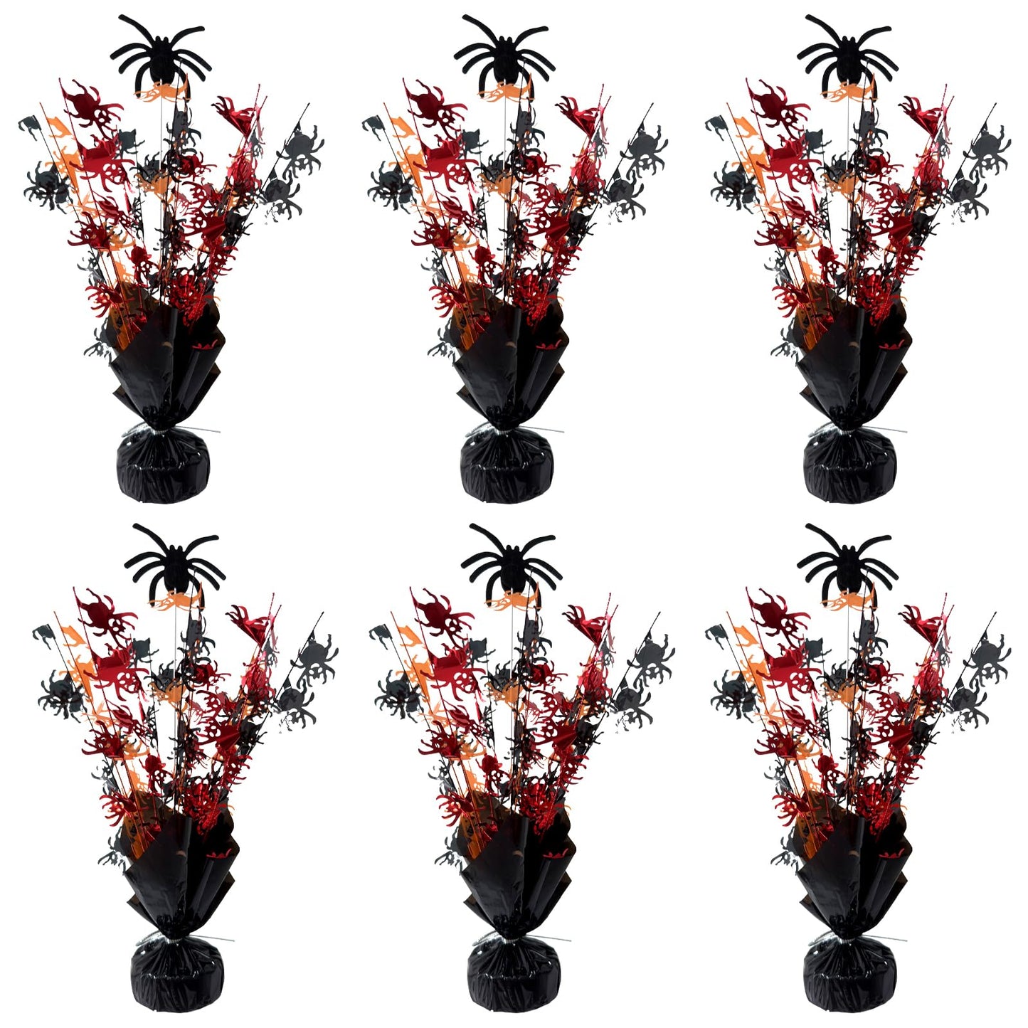 FUBININA 6 Pack Halloween Table Decoration Party Centerpieces Spider Gleam 'N Metallic Foil Spray Glitter Halloween Centerpiece Table Centerpieces Decor for Birthday Party Supplies, Black Orange Red