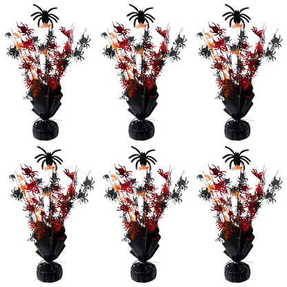 FUBININA 6 Pack Halloween Table Decoration Party Centerpieces Spider Gleam 'N Metallic Foil Spray Glitter Halloween Centerpiece Table Centerpieces Decor for Birthday Party Supplies, Black Orange Red